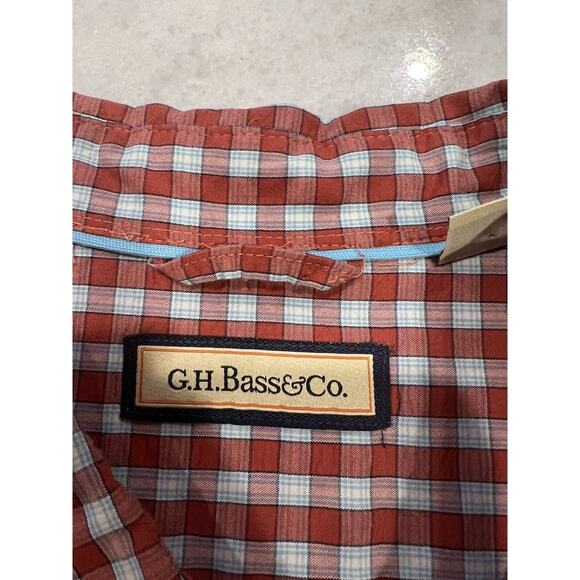 G. H. Bass & Co. Red Plaid Shirt Mens Tee XXL Short Sleeve Cotton Blend Collared - Picture 4 of 8